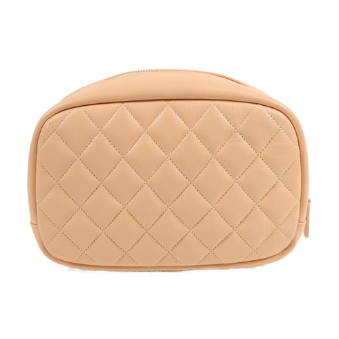 CHANEL CC GHW Cosmetic Pouch Calfskin Leather