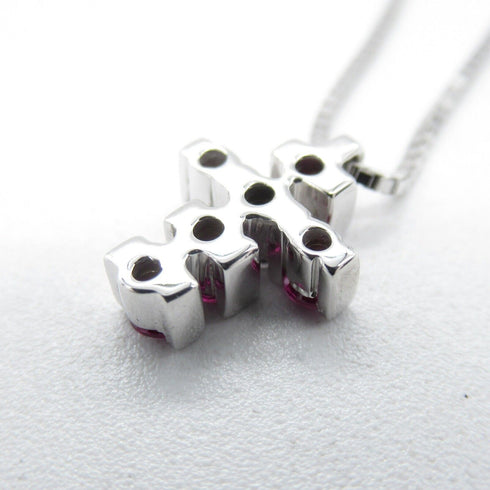 Damiani Ruby 1P Diamond Necklace 18K White Gold Red 4.2g