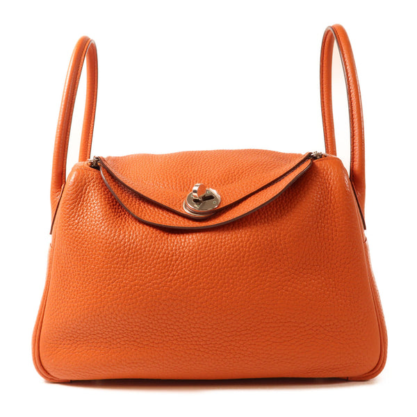 HERMES PHW Lindy 26 2 Way Bag Taurillon Clemence 93 Orange