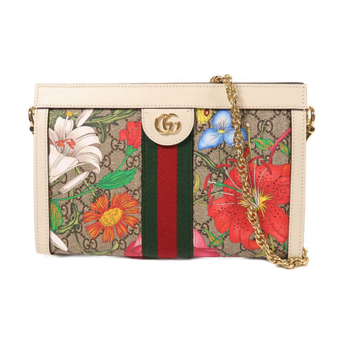 GUCCI GHW GG Supreme Ophidie Chain Shoulder Bag PVC Coated Canvas 503877