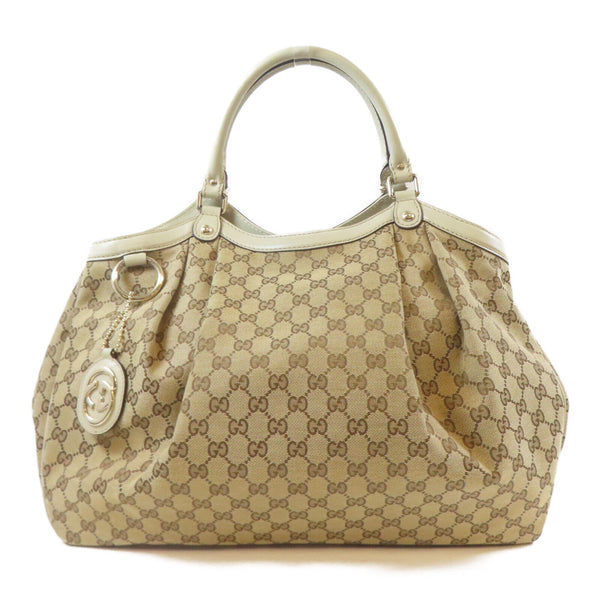 GUCCI GG GHW Sukey Tote Bag Shoulder Handbag 211943 Canvas Brown