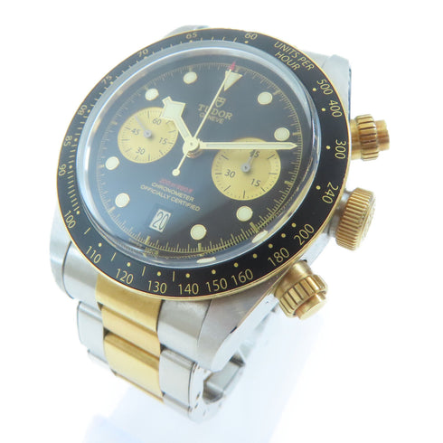 TUDOR Black Bay Chronograph Watch 79363N 18K Yellow Gold Stainless Steel Black
