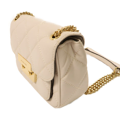 Michael Kors GHW Chain Shoulder Bag Calfskin Leather White