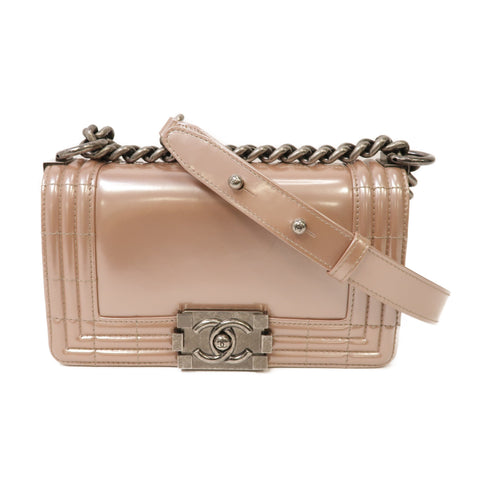 CHANEL CC SHW Chanel Boy 20 Shoulder Bag Patent Leather Pink