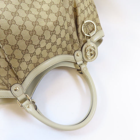 GUCCI GG GHW Sukey Tote Bag Shoulder Handbag 211943 Canvas Brown