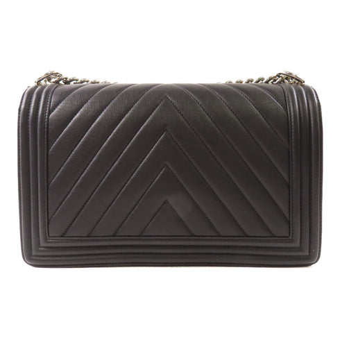 CHANEL CC SHW Boy 28 Chain Shoulder Bag Calfskin Leather Black v1