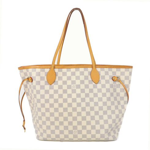 LOUIS VUITTON LV GHW Neverfull MM Tote Bag Handbag N41361 Damier Azur White