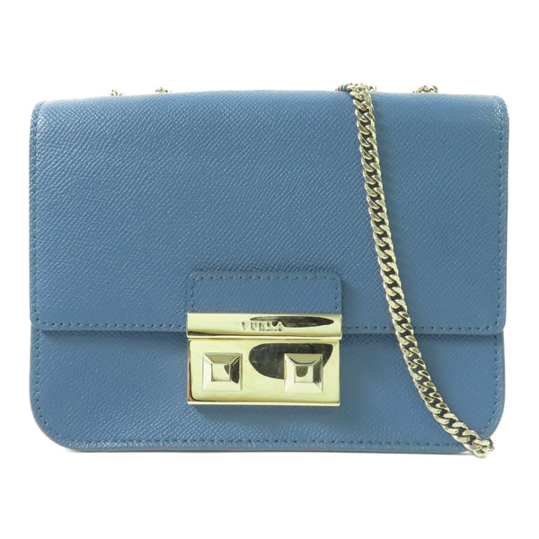 FURLA GHW Chain Shoulder Bag Calfskin Leather