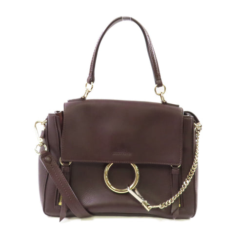 Chloe GHW Faye Day Handbag Shoulder Bag Calfskin Leather 4175665.04 Brown