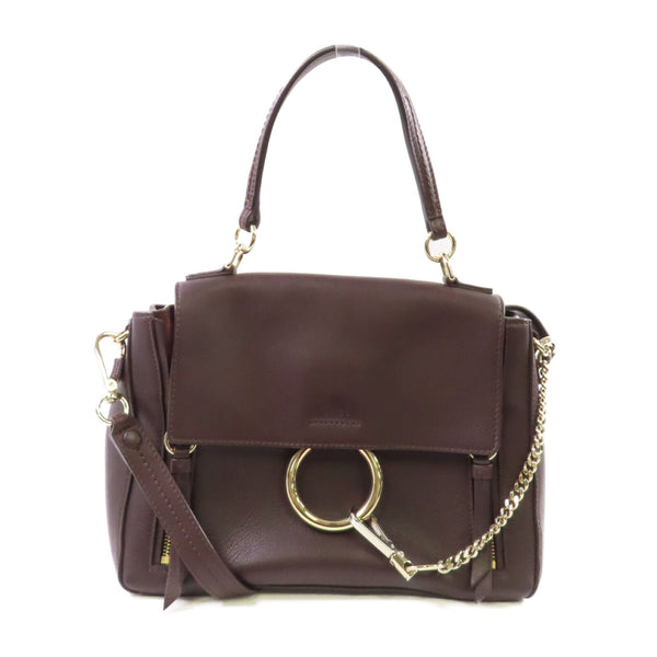 Chloe GHW Faye Day Handbag Shoulder Bag Calfskin Leather 4175665.04 Brown