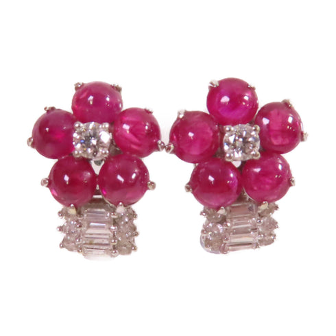 Fine Jewelry Ruby Diamond Earrings 18K White Gold