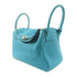 HERMES PHW Lindy 30 2 Way Shoulder Handbag Clemence Leather Turquoise Green