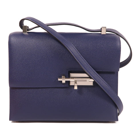 HERMES PHW Verrou 23cm Shoulder Bag Epsom Leather Bleu Saphir