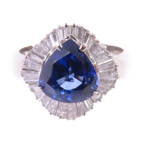 FINE JEWELRY 2.52ct Sapphire 0.77ct Diamond Ring US#6 PT900 Platinum