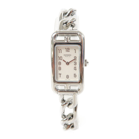 HERMES Nantucket 17x33mm Quartz Watch NA2.110 Stainless Steel White