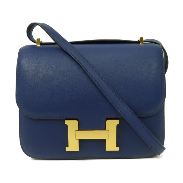 HERMES GHW Constance Mini Shoulder Bag Swift Leather Bleu Saphir