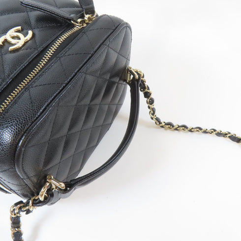 CHANEL Quilted CC GHW Chain Shoulder 2 Way Bag Leather Black