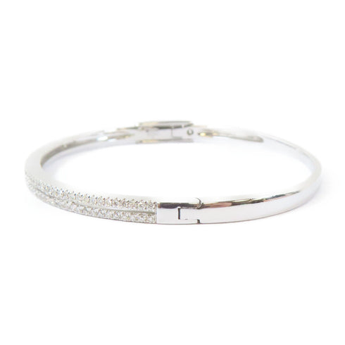 FINE JEWELRY 0.755ct Diamond Bangle 18K White Gold #16.25cm