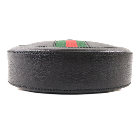 GUCCI GG GHW Ophidia GG Mini Round Shoulder Crossbody Bag 550618 Calfskin Black