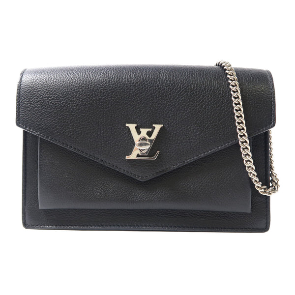 LOUIS VUITTON LV SHW Mylockme Chain Shoulder Bag M63471 Calfskin Leather Black