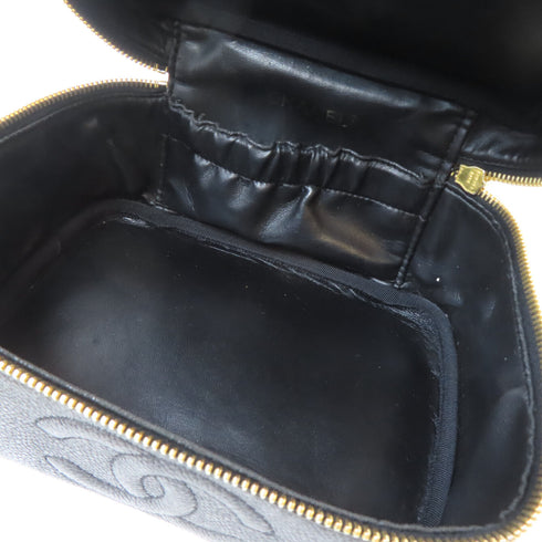 CHANEL CC GHW Vanity Handbag Caviar Leather Black