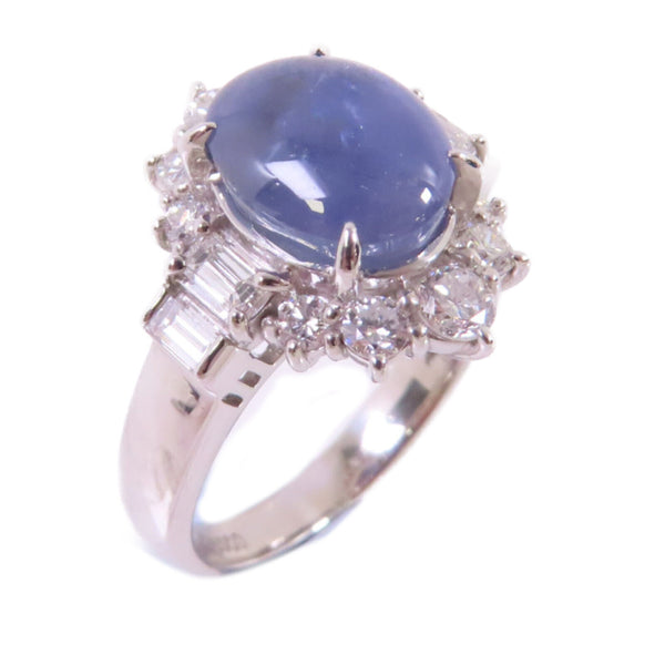 FINE JEWELRY 4.35ct Star Sapphire 0.90ct Diamond Ring US#6.5 PT900 Platinum
