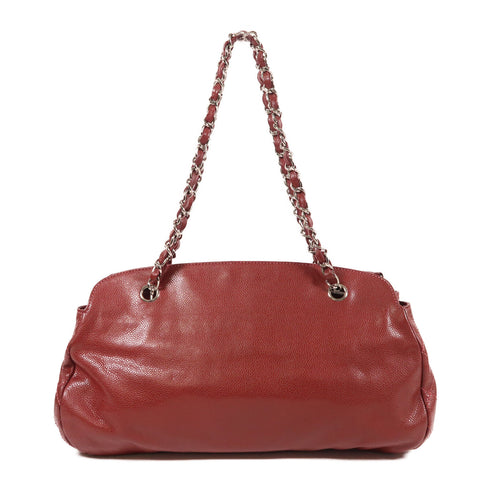 CHANEL CC SHW Chain Shoulder Bag Calfskin Leather Red