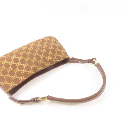 GUCCI GG GHW Shoulder Bag Canvas/Leather Brown