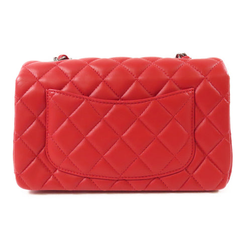 CHANEL CC Mini Classic 20 Chain Shoulder Bag Lambskin Leather Red
