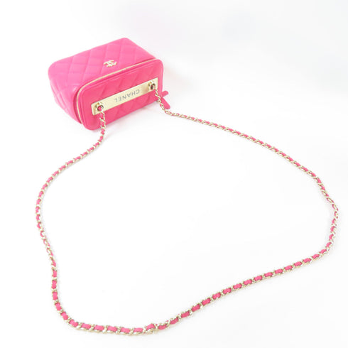 CHANEL Quilted CC GHW Vanity Bag With Chain Shoulder Bag AP2199 Lambskin Magenta