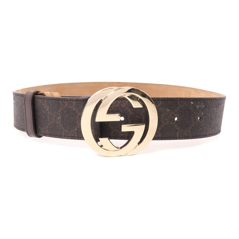 GUCCI GG Belt 80cm Leather Gold/Brown