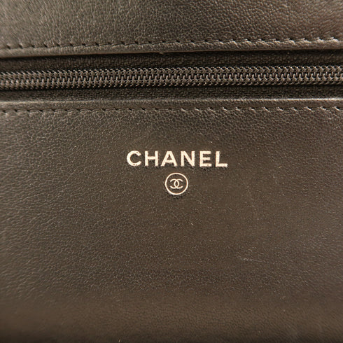CHANEL CC SHW Wallet On Chain Shoulder Bag Lambskin Leather Black