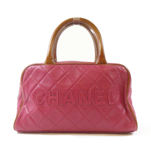 CHANEL Quilted CC Mini Boston Handbag 15685 Caviar Leather Red