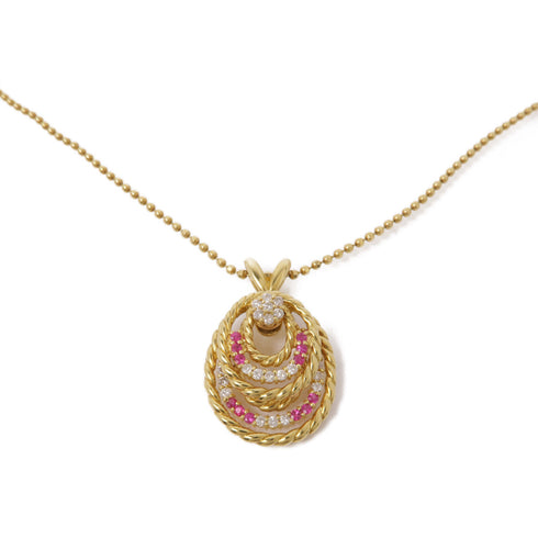 JEWELRY 0.64ct Ruby 0.54ct Diamond Necklace 18K Yellow Gold