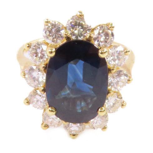 FINE JEWELRY Sapphire Diamond Ring US#6 18K Yellow Gold