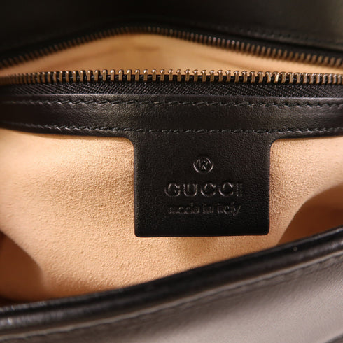 GUCCI GHW GG Marmont Small Shoulder Bag Chain 443497 Calfskin Leather Black