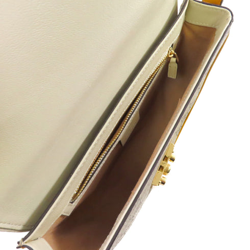 GUCCI GG Padlock Shoulder Bag Coated Canvas Calfskin Leather 644524 White Yellow