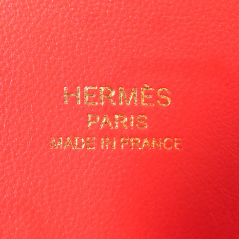 HERMES GHW Bolide Mini 2 Way Shoulder Handbag Chevre Leather Rose De Coeur/Red