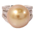 Fine Jewelry 15.24 ct Pearl 1.120ct Diamond Ring US#6.75 18K White Gold