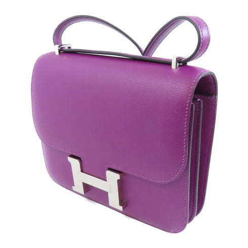 HERMES PHW Constance Mini Shoulder Bag Evercolor Leather Anemone Purple