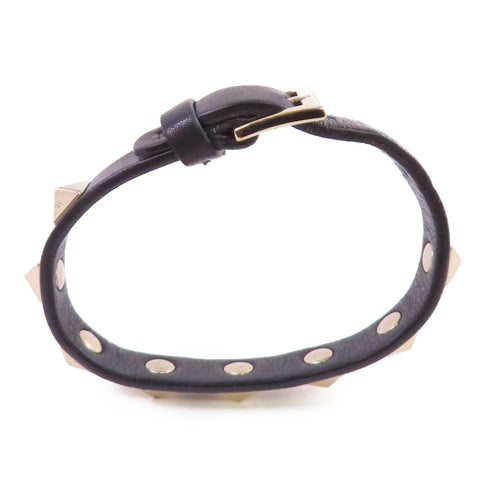 Valentino GHW Rockstud Leather Bracelet Metal Calfskin Leather