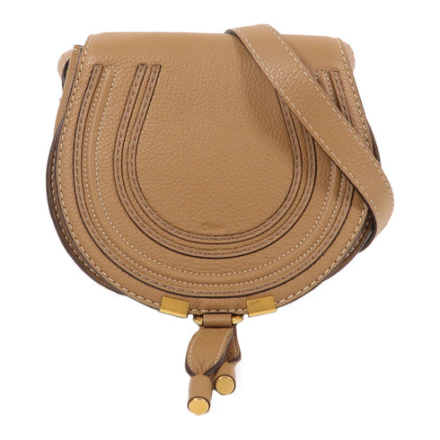 Chloe GHW Small Marcie Shoulder Bag Calfskin Leather Brown