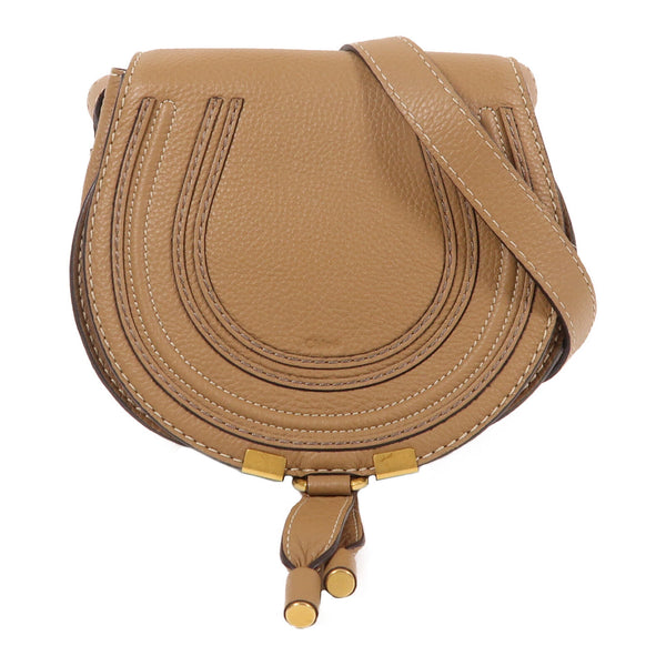Chloe GHW Small Marcie Shoulder Bag Calfskin Leather Brown