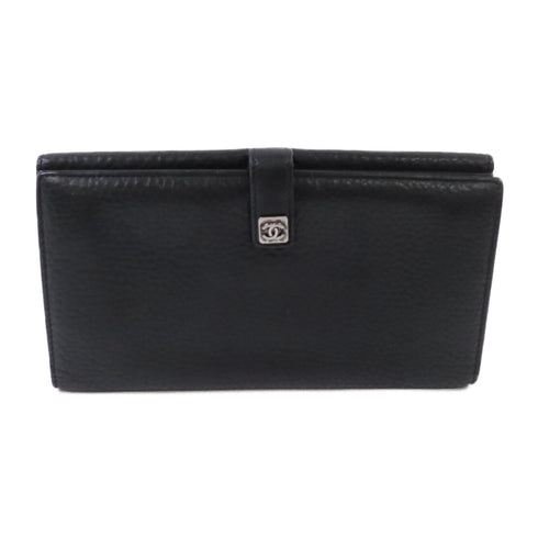 CHANEL SHW CC Long Wallet Calfskin Leather Black