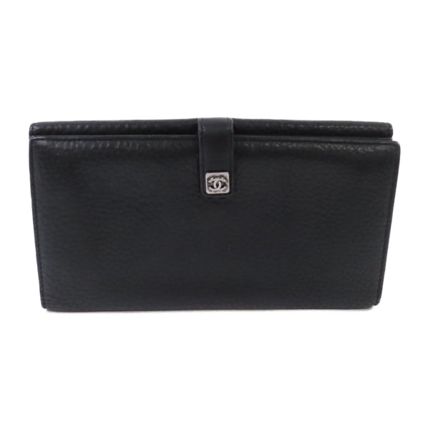 CHANEL SHW CC Long Wallet Calfskin Leather Black