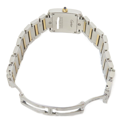 CARTIER Tank Francaise Quartz Watch #2384 18K Gold Stainless Steel Shell Pink