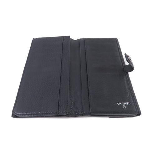 CHANEL SHW CC Long Wallet Calfskin Leather Black