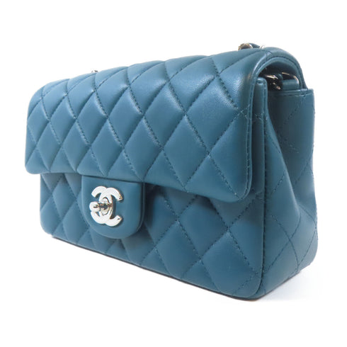 CHANEL CC SHW Classic Mini Flap Bag Chain Shoulder A69900Y Calfskin Green