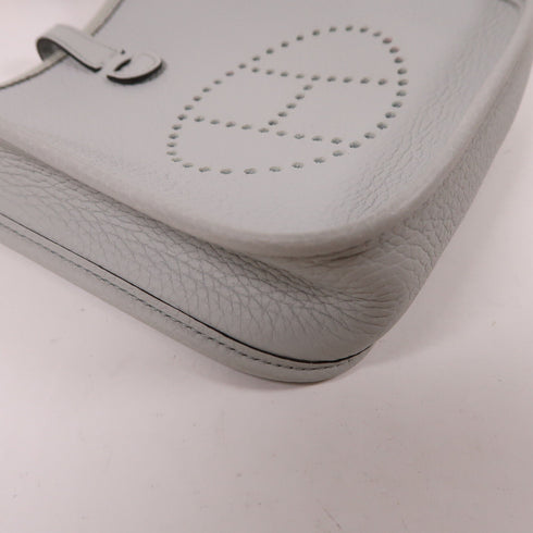 HERMES PHW Evelyne TPM Shoulder Bag Taurillon Clemence Leather Bleu Pale