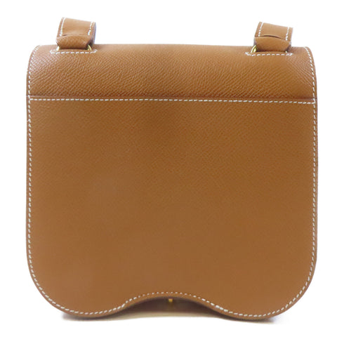 HERMES GHW Mini Della Caralleria Shoulder Bag Epsom Leather Gold/Brown